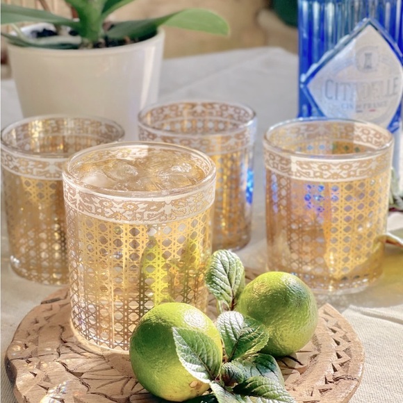 PATINA VIE Cote D’Azure Rocks Glass Woven 18K Gold Filigree Pattern 15oz NEW - Picture 1 of 5